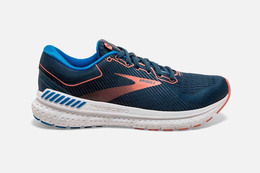 Zapatillas Running Brooks Transcend 7 Mujer Azul Marino Coral Ofertas BJHX92180